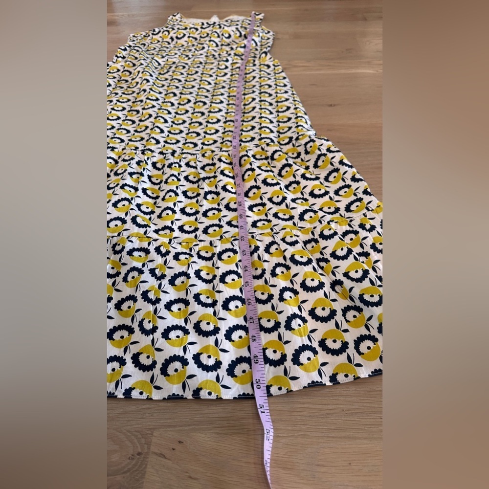 Boden Yellow and Navy Printed Sleeveless Midi Dress - Picture 7 of 10